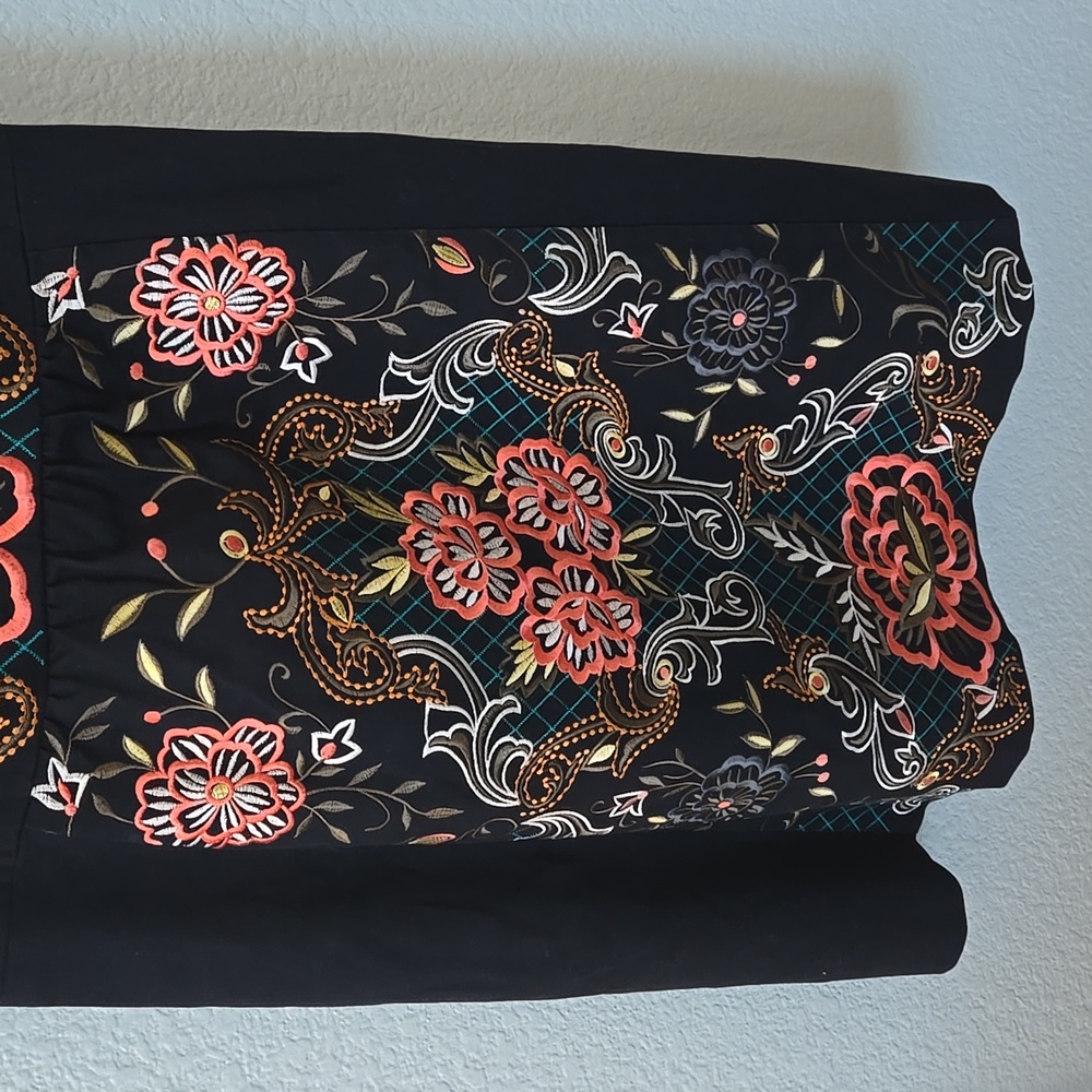 Anthropologie Moulinette Soeurs Embroidered Perennial Dress Black Floral Sz 10 - Picture 6 of 14
